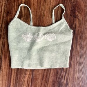 Small brand, new light, blue tank top with white seashells